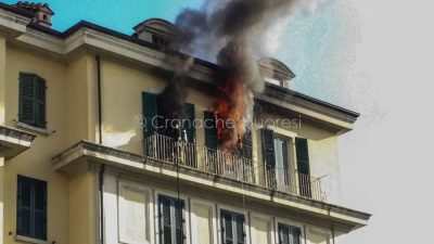 Nuoro, appartamento in fiamme in via Lamarmora (foto S.Novellu)