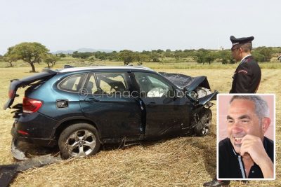La BMW della vittima dopo l'incidente