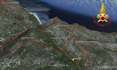 La zona delle ricerche dei turisti spagnoli