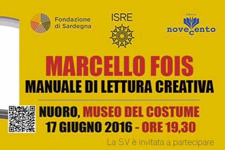 Domani la presentazione del “Manuale di Lettura Creativa” di Marcello Fois