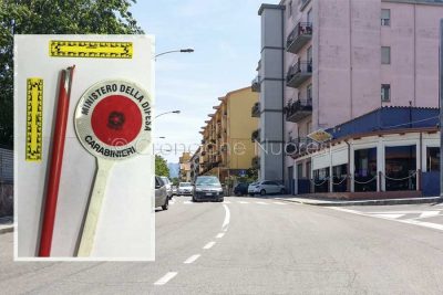 Via Martiri della Libertà e il pezzo del bastone usato per l'aggressione