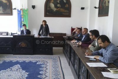 Il Sindaco Soddu e l'Assessore Boi durante la conferenza di questa mattina