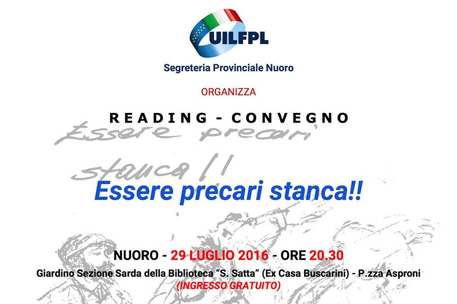 “Essere precari stanca”, a Nuoro un reading sul lavoro incerto