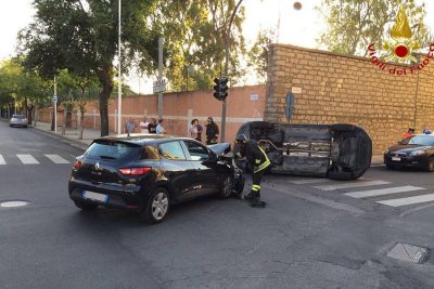 La scena dell'incidente in viale Sardegna