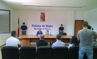Un momento della conferenza stampa in Questura