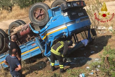 Il camion dopo l'incidente