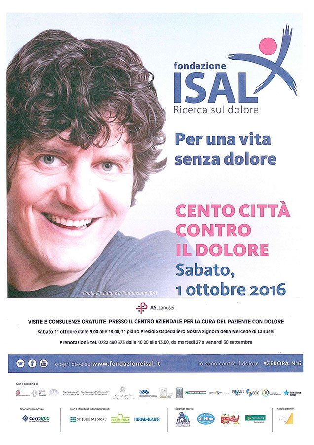 La Asl Lanusei aderisce alla “Giornata mondiale Cento città contro il dolore”. Sabato 1° ottobre 2016