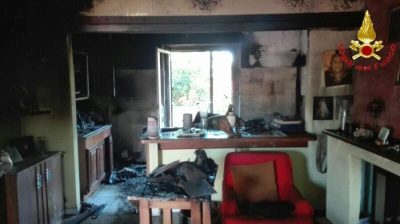 La cucina dopo l'incendio