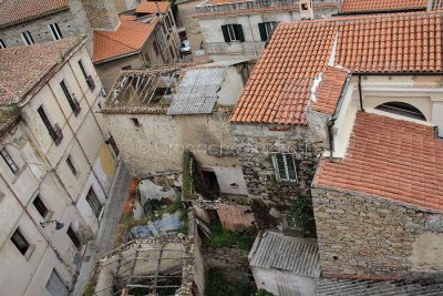 Nuoro Palazzo Martoni, sede del Vecchio Municipio (la casa al centro col tetto sfondato), visto dall'alto