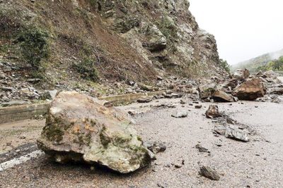 La frana sulla Desulo Fonni (foto Simone Litarru)