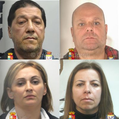 Gli arrestati: Roberto Serra, Nicolò Bellu, Tania Serra e Silvana Conti