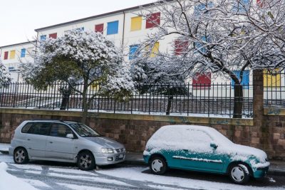 Nuoro. L'istituto Calamida soro la neve (foro S.Novellu)