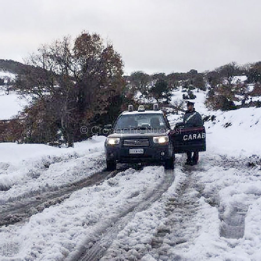 Emergenza neve: i Carabinieri in prima linea in Barbagia, nel Nuorese, in Ogliastra e in Baronia