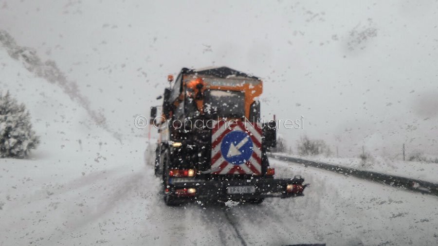 Maltempo: nevica nel Nuorese, mezzi spargisale in azione