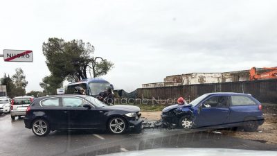 Le due auto subito dopo l'incidente