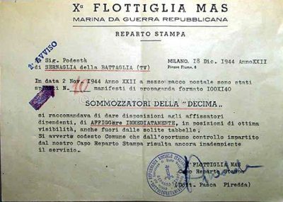 Disposizioni impartite come Capo Ufficio Stampa di Salò da Pasca Piredda