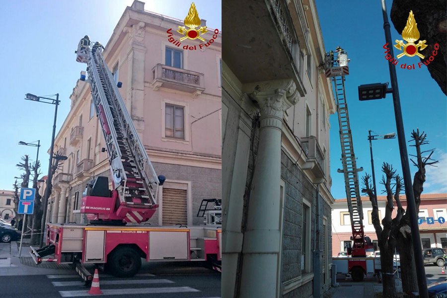 Macomer: scatta l’allarme per un cornicione pericolante