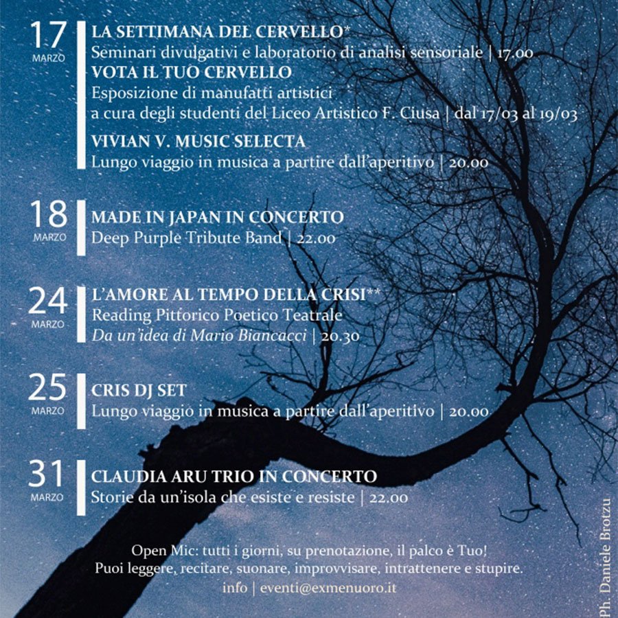 Dalla settimana del Cervello al tributo ai Deep Purple: ecco la ricca programmazione di marzo dell’ExMè