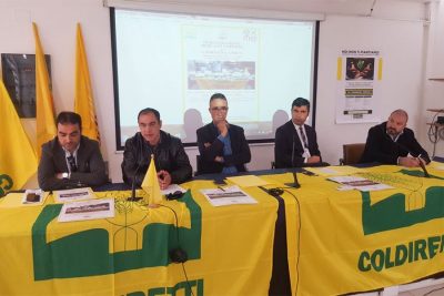 Da sinistra: l'assessore comunale all'Agricoltura Giuliano Sanna, il presidente e il direttore di Coldiretti Nuoro Ogliastra Simone Cualbu e Alessandro Serra, il sindaco di Nuoro Andrea Soddu e l'assessore alla Cultura Sebastian