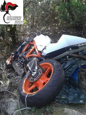 La moto KTM rubata rinvenuta nelle campagne di Urzulei
