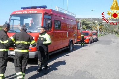 I Vigili del Fuoco impegnati nel recupero della donna
