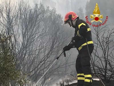 Vigili del fuoco sul luogo dell'incendio
