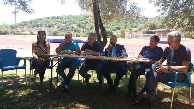 La conferenza stampa al campo Tommaso Podda