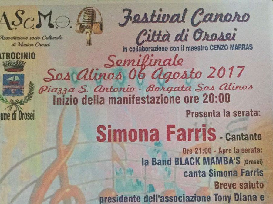 Festival canoro città di Orosei: una serata di beneficenza per le vittime di Rigopiano