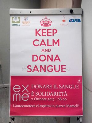 La locandina per la donazione del sangue (foto S.Fara)