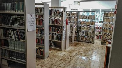 La biblioteca di Monte Gurtei allagata