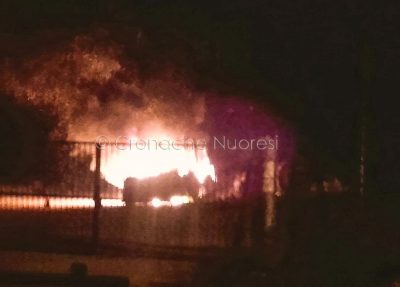 La terna in fiamme (© foto S.Fara - Cronache Nuoresi)