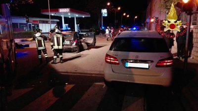 La scena dell'incidente in viale Trieste