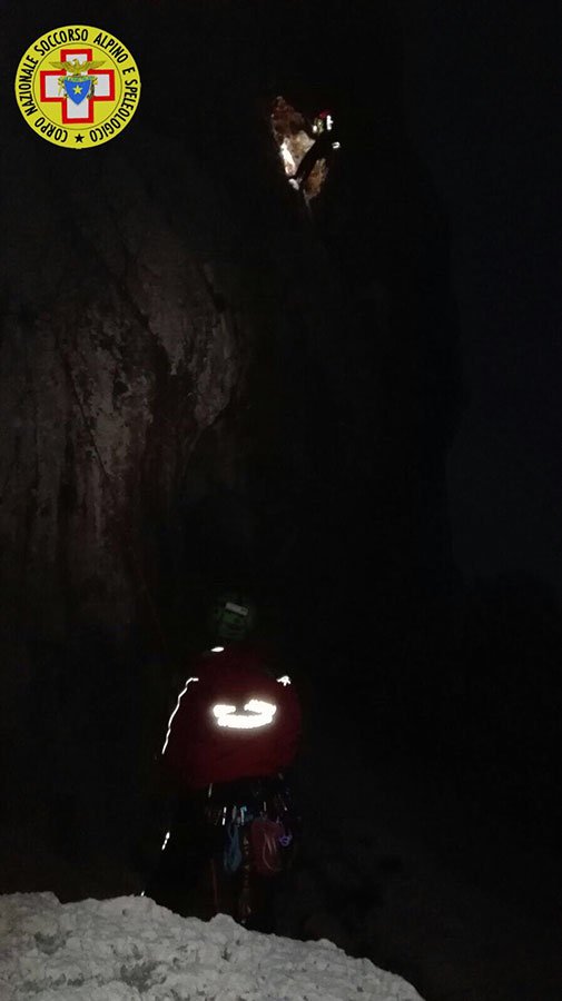 Il Soccorso Alpino impegnato nell’intervento nella falesia