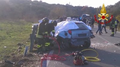La scena dell'incidente mortale sulla Statale 129