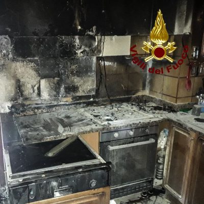 La cucina dopo l'incendio