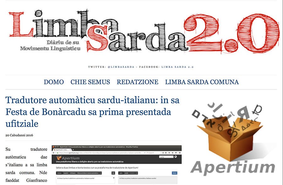 Apertium: unu tradutore automàticu italianu-sardu