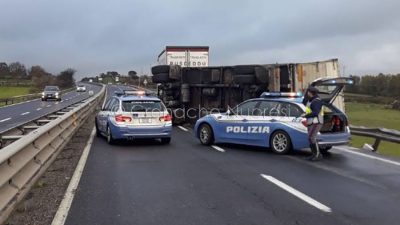 La Polizia Stradale sul luogo dell'incidente