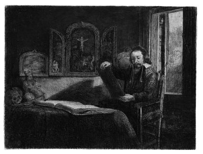Una delle stampe di Rembrandt in mostra a Villacidro