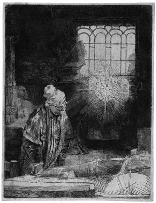 Una delle stampe di Rembrandt in mostra a Villacidro