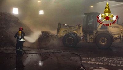Macomer, il VVF al lavoro all'inceneritore di Tossilo