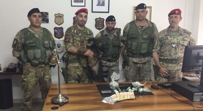 La droga sequestrata durante il posto di blocco
