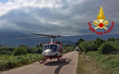 L'elisoccorso nel punto dell'incidente