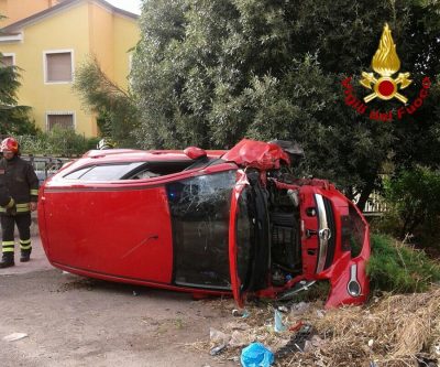Macomer. L'auto dopo l'incidente