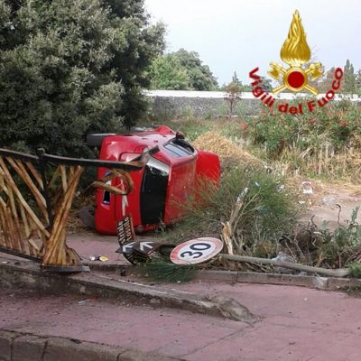 Macomer. L'auto dopo l'incidente
