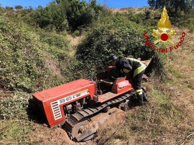 Il trattore dopo l'incidente