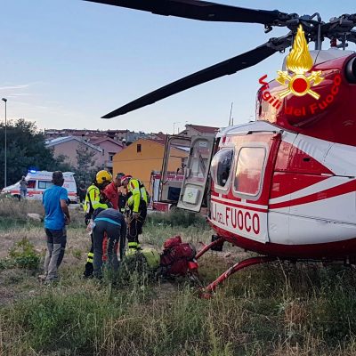 L'arrivo dell'elisoccorso a Nuoro