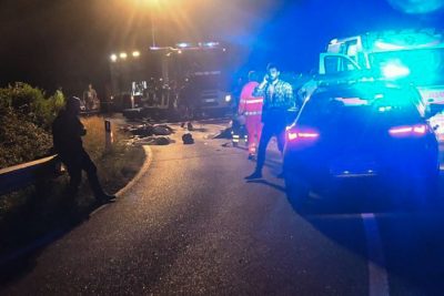 La scena dell'incidente in cui sono morti due centauri