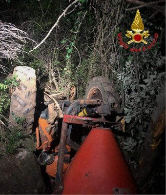 Il trattore dopo l'incidente