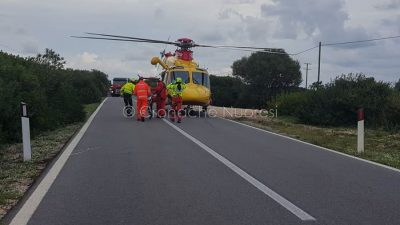 Orosei. L'intervento dell'elisoccorso sul luogo dell'incidente