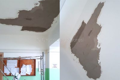 I lavori eseguiti al soffitto della scuola per l'infanzia in via Aosta